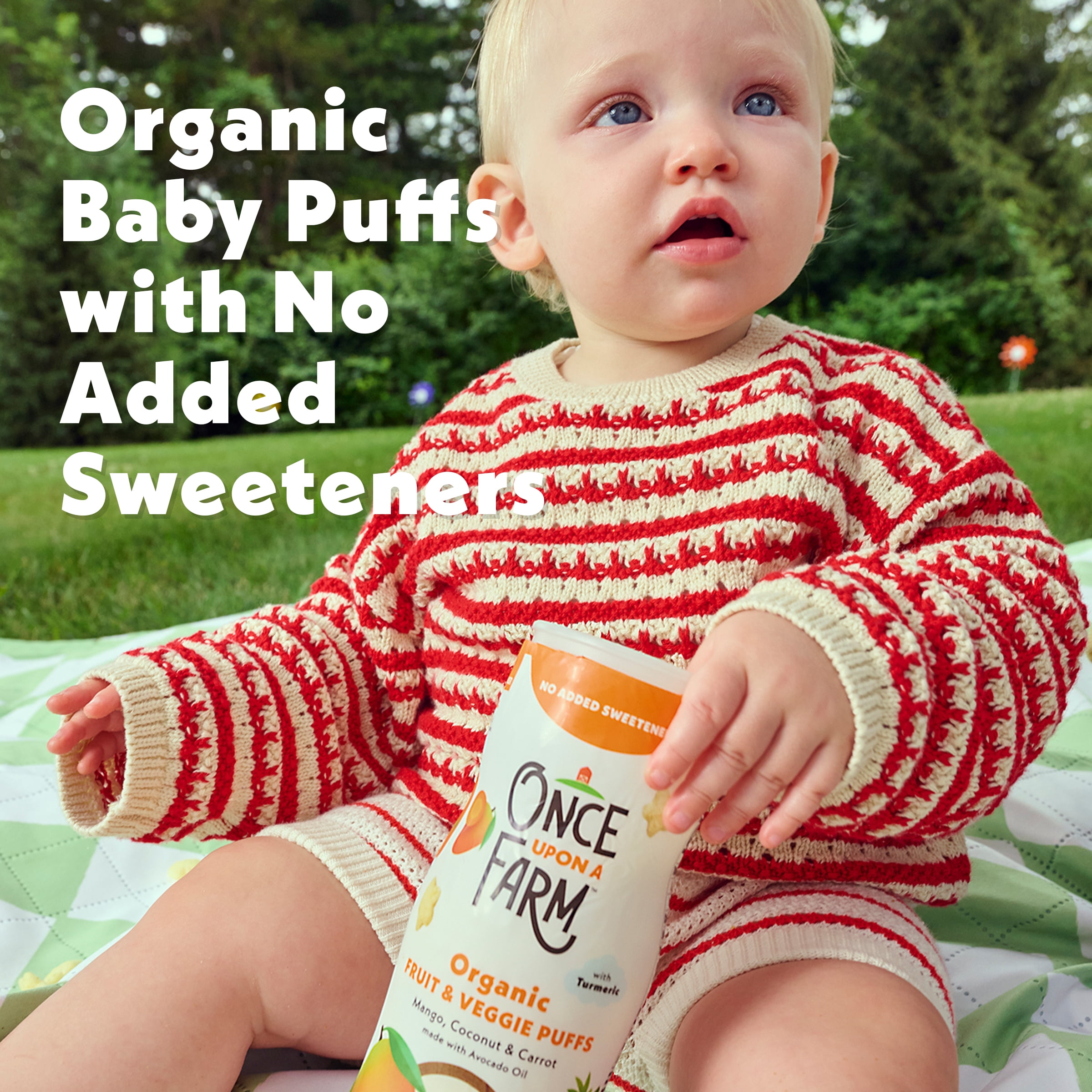 (6 pack) Once Upon a Farm Organic Baby Puffs, Mango, Carrot & Coconut, 1.5oz Canister