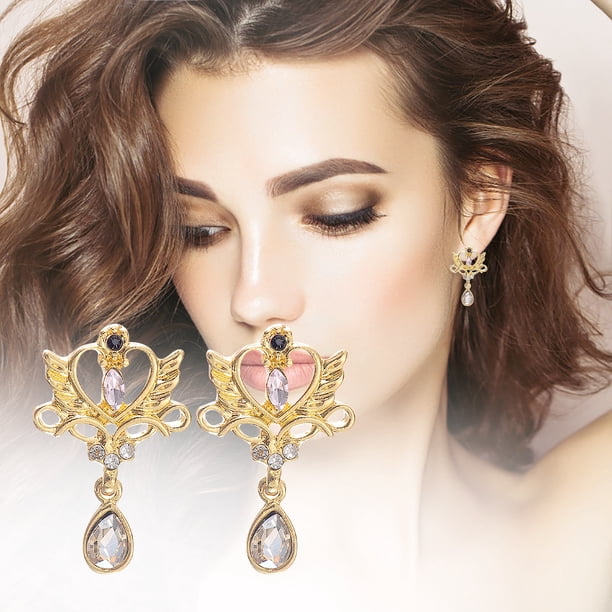 HomeKingdee Gold Color Alloy Crystal Drop Earrings - Geometric Round Shape Fashion Jewelry for Women, Gift for Mom, Girlfriend, for Weddings and Parties