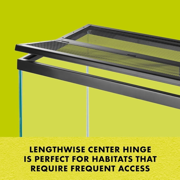 Fresh Air Screen Cover with Center Hinge, Secure and Metal Mesh Cover for Reptile Terrariums, 48 x 13 inches