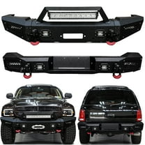 Vijay Compatible with 1998-1999-2000-2001-2002-2003 Dodge Durango Front and Rear Bumpers with Aluminum LED Lights and D-Rings