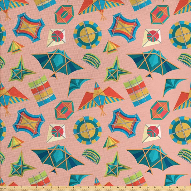 Kites Fabric by The Yard, Various Type of Kites Kids Toys Culture