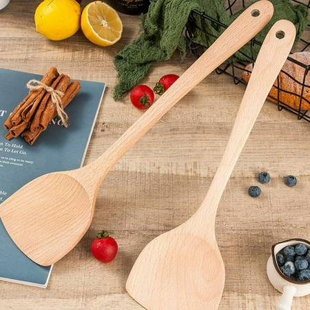 

SweetCandy Kitchen Spatula Smooth Delicate Lightweight Sturdy Wooden Long Handle