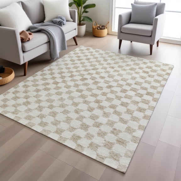 Addison Rugs Chantille Indoor/Outdoor Transitional Geometric Beige Machine Washable Rectangle Rug, 10' x 14'