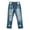 Blue-Shamrock, variant on EMMIOL Women's Mid Waist Ripped Wide Leg Flared Jeans Plaid Patch Boyfriend Distressed Denim Pants