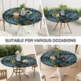 thumbnail image 7 of Waterproof Round Tablecloth with Tropical Plant and Colorful Exotic Prints, Elastic Edge Fitted, Backing for Non-Slip Use, Fits 44-50 Inch Tables for Dining and Outdoor Parties, 7 of 7
