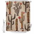 thumbnail image 2 of Vintage Cactus Waterproof Fabric Shower Curtain,Farmhouse Retro Brown Summer Botanical Waterproof Fabric Shower Curtain for Bathroom Curtains Bathtubs Shower Curtains with 12 Hooks Small 36x78in, 2 of 8