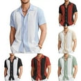 thumbnail image 2 of Men Casual Vintage Bowling Shirt Hawaiian Short Sleeve Button Down Loose Shirt, 2 of 7
