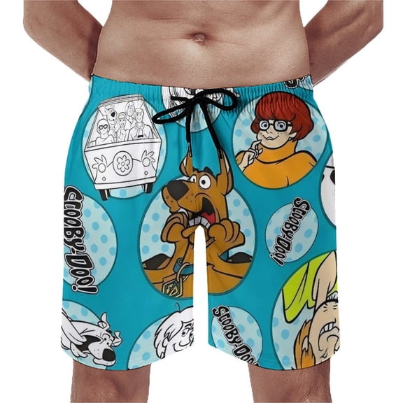 Scooby Doo Men's Beach Shorts Quick Dry with Zipper Pockets Anti-Chafing Surf Shorts S