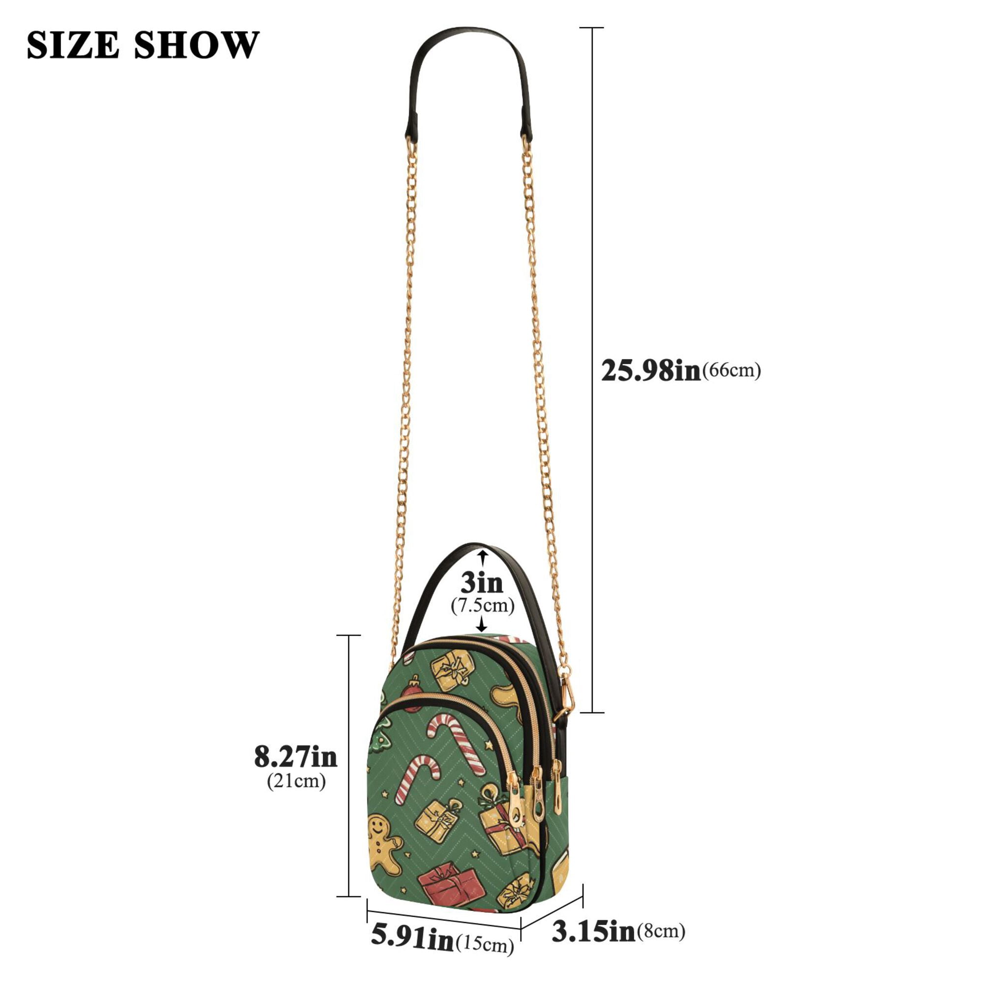 FORMRS Crossbody Bag for Women Quilted Travel Shoulder Cell Phone Purse with Chain Strap Handbag, Yellow Christmas Gingerbread