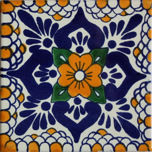 6x6 Moris Talavera Mexican Tile, Set of 4 pcs