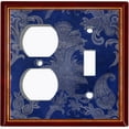 thumbnail image 4 of Metal Light Switch Plate Cover Elegant Blue Floral Damask Maroon Frame FRA037, 4 of 13