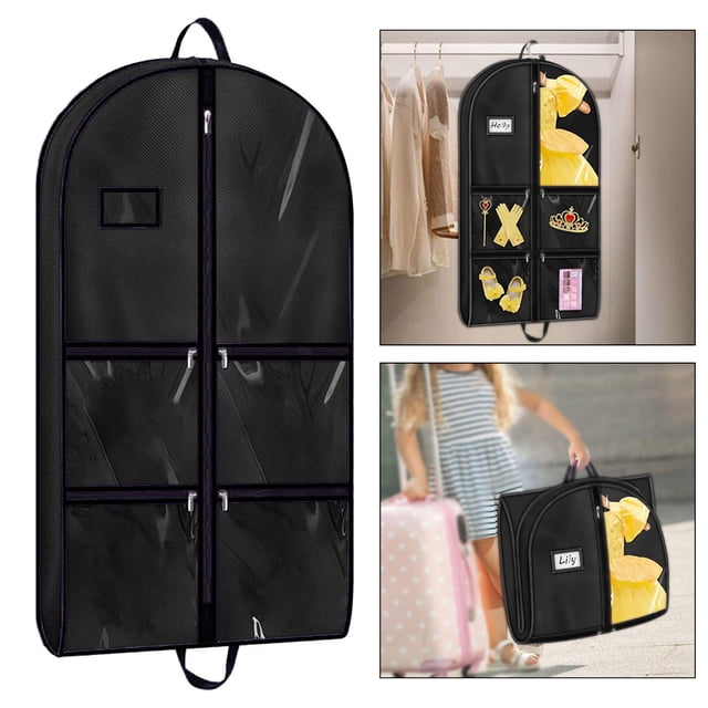 Bolsa para ropa de baile, funda antipolvo para vestidos de tela no tejida, protector de ropa para niños. Negro