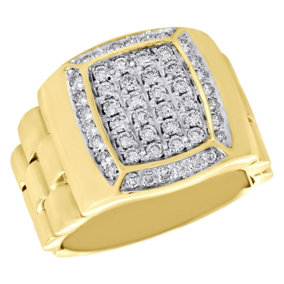 10K Yellow Gold Diamond Pinky Ring Mens Flexible Step Shank Tier Band 0.80 ct.