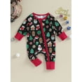 thumbnail image 2 of Liacowi Infant Boys Girls Jumpsuit Baby Christmas Clothes Newborn Long Sleeve Round Neck Footless Romper Dinosaur Print Zip Front Bodysuits 0-18M, 2 of 9