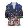 thumbnail image 4 of Blusa con botones sueltos con estampado de cuello en V informal de manga media para mujer OAVQHLG3B Store  lin121212, 4 of 5