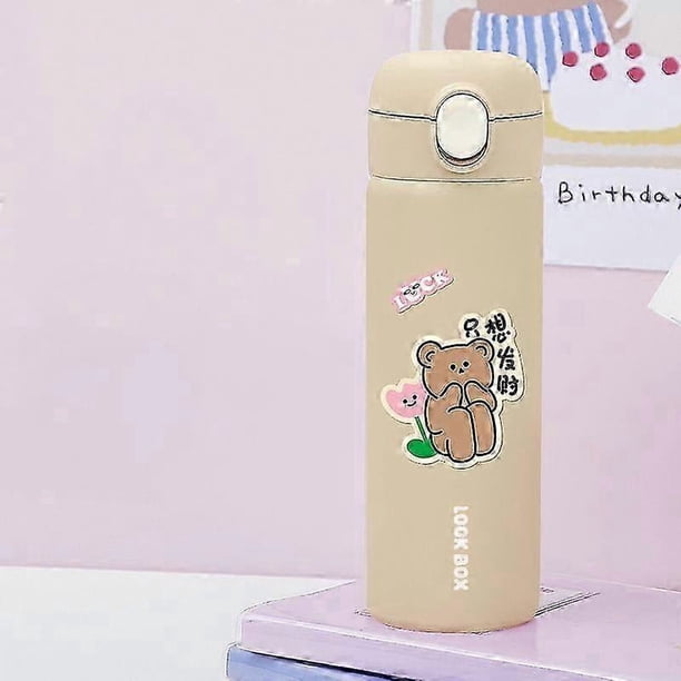 12oz/380Ml Insulated Stainless Steel Leakproof Thermos Water Bottle-Brown 26-27s