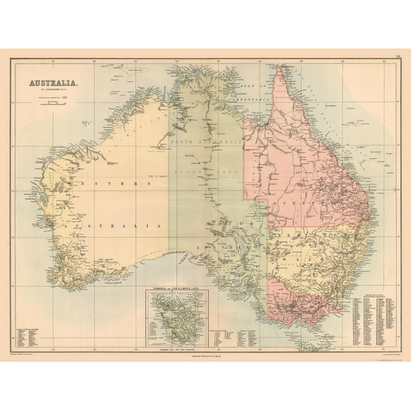 Historic Map - Australia - Bartholomew 1867 - 30.15 x 23 - Vintage Wall Art