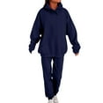 thumbnail image 4 of Miluxas Women's Two Piece Outfits Solid Sweatsuits Set Long Sleeve Pullover Hoodie and Jogger Sweatpants Tracksuit Lounge Sets Navy S(S), 4 of 4