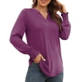 thumbnail image 3 of Blusa con cuello en V Nikou mujer holgada manga larga fruncida, 3 of 6