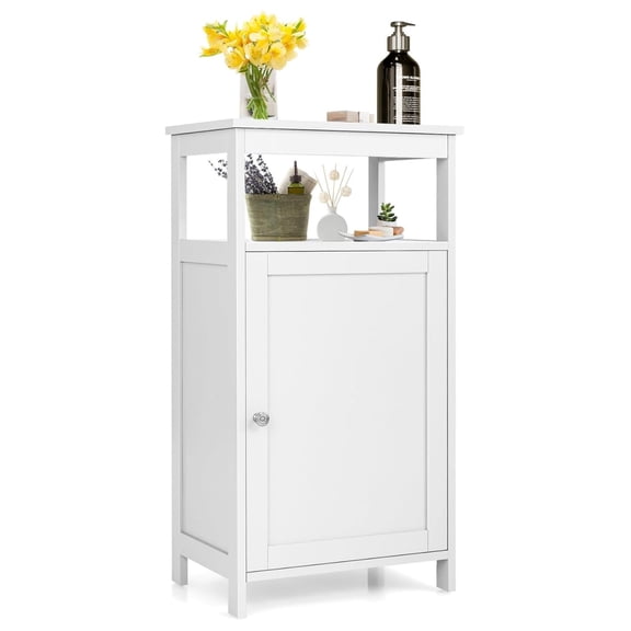 Bathroom Storage Cabinet, Freestanding Storage Organizer with Deep Drawers & Adjustable Shelf, Single Door Narrow Floor Cabinet for Living Room, Bathroom, Kitchen, Entryway (White)