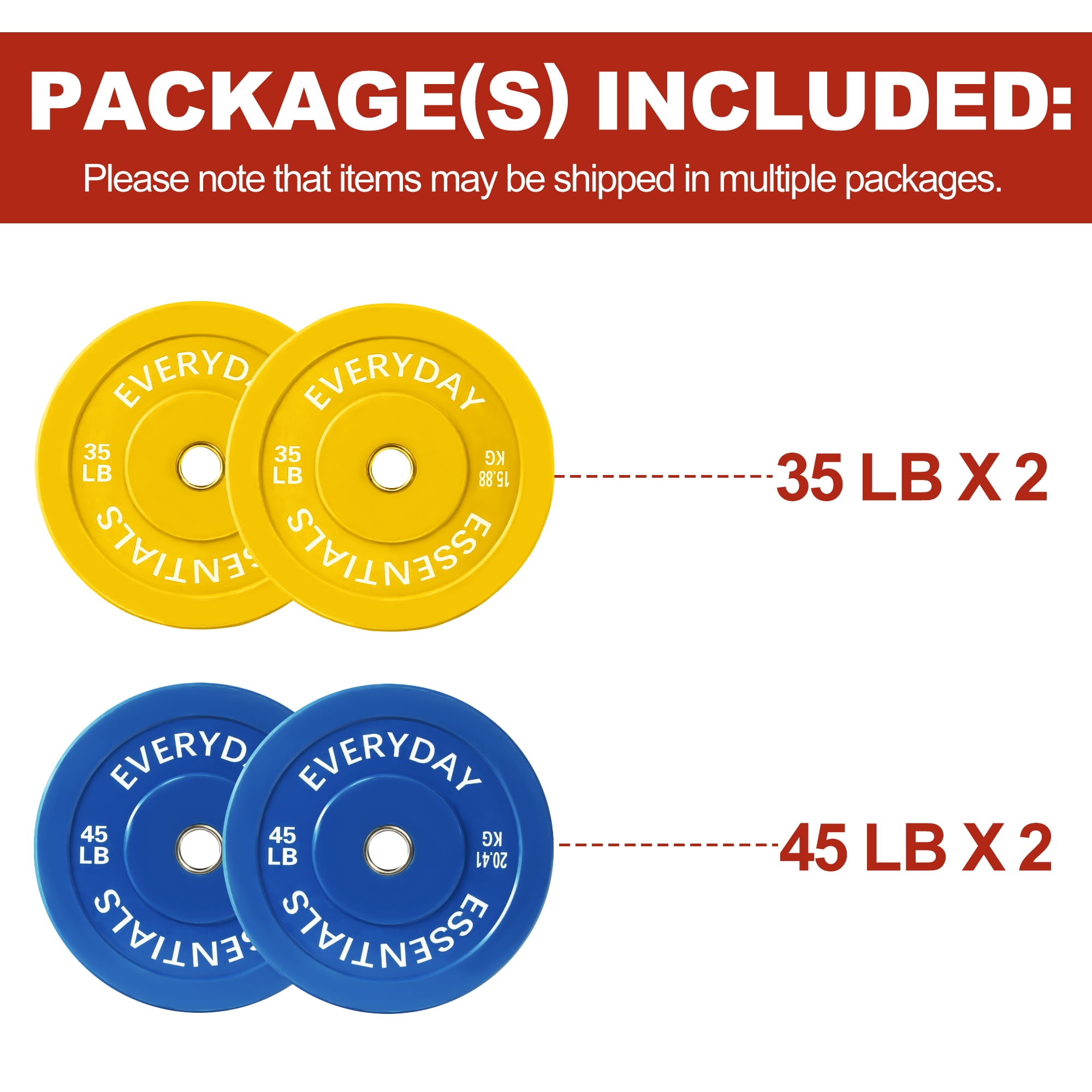 FlexWave 2-Inch Olympic Bumper Weight Plate Set，with Steel Hub, Multicolored, Multiple Sizes, for Strength Training & Home Gym