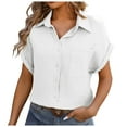 thumbnail image 3 of GEWSEY Womens Button Down Shirts 3/4 Sleeve Dress Blouses Business Casual Collared Oxford Tops (White, S), 3 of 8