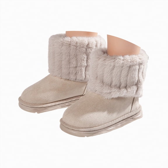 Gvdentm Snow Boots for Boys Girls Girls Ankle Boots Kids Comfortable Slip On Booties for Toddler Little Kid Big Kids Kids Winter Boots Boys(Khaki,12)