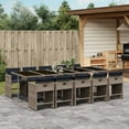 thumbnail image 1 of vidaXL 11 Piece Garden Dining Set with Cushions Grey Poly Rattan, 1 of 5
