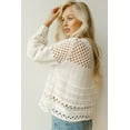 thumbnail image 4 of Timeless and Versatile: White Solid Color Pointelle Knit Sweater with Puff Sleeves - [ZhiHiMeRi] | (US 18-20)2XL,White, 4 of 7