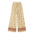 thumbnail image 4 of DHFJKG Linen Pants Women Boho Printed Flowy Wide Leg Palazzo Lightweight Casual Drawstring Summer Pants Beach Vacation Clothes Soft Trousers, 4 of 4
