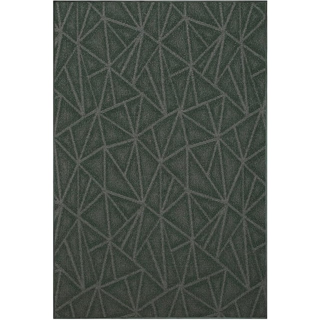 Indoor Outdoor custom size area rugs made in USA pattern Geometrical comes in Ten colors and Nine shapes rectangular,round,square,runners,oval,hexagon,octagon,half round - Green, 3' x 6' Area Rugs