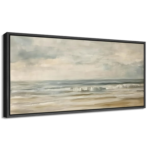 Large Framed Canvas Print Abstract Modern Wall Art Decorative Ready to Hang Painting for Living room Bedroom - 60"x30" Black Frame