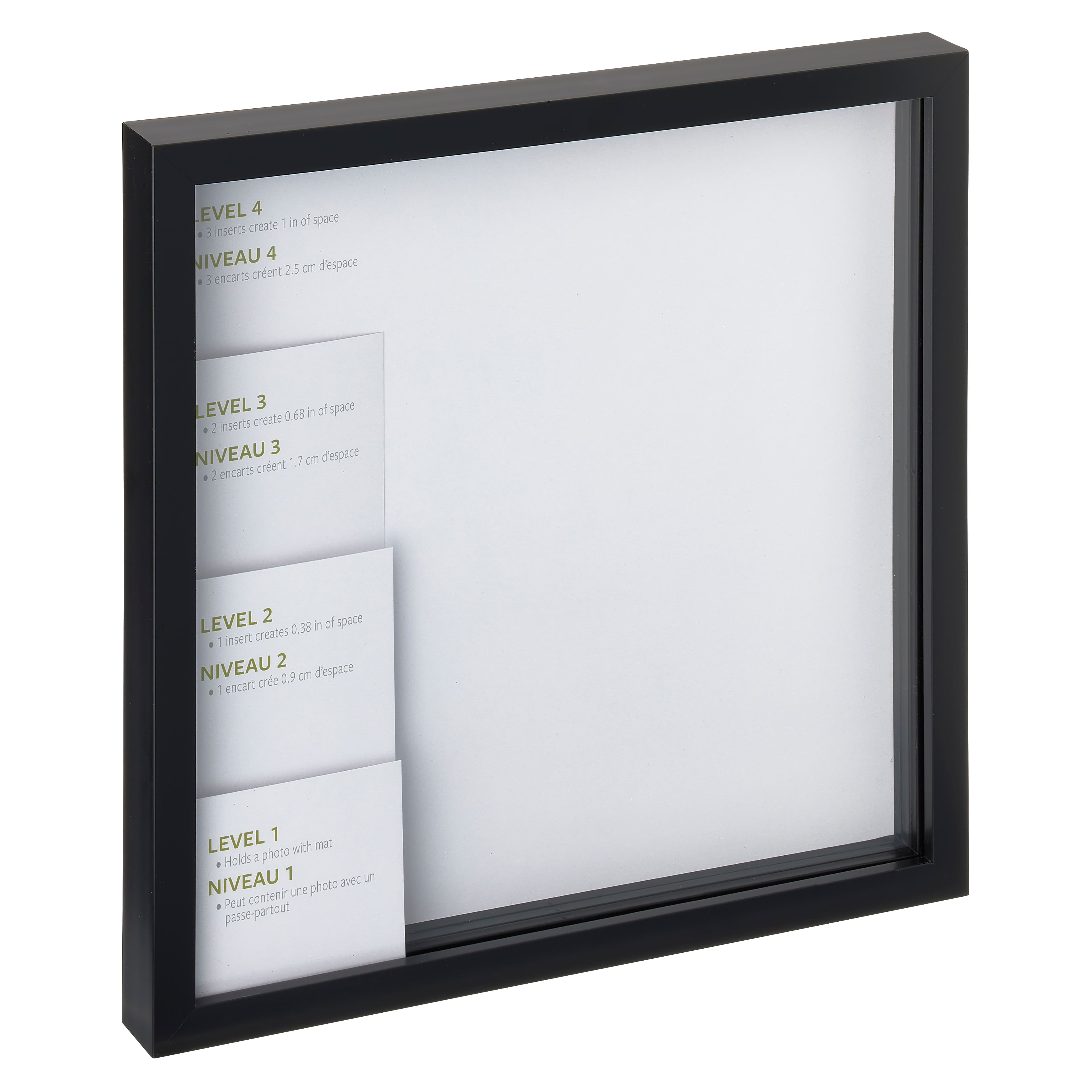 Studio Decor 12" x 12" Black Adjustable-Depth Shadow Box - Memory Box Display Case for Keepsakes, Mementos, and Memorabilia - 1-Pack