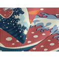 thumbnail image 4 of Ambesonne Japanese Wave Quilted Bedspread Set 3 Pcs, Sunset Surf Water, King Size, Multicolor, 4 of 5