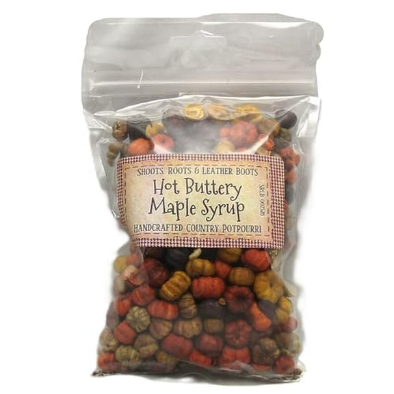 Shoots, Roots & Leather Boots Hot Buttery Maple Syrup Potpourri 2 Cup Bag Butter, Maple & Vanilla Scent Fall Dough Bowl Filler with Putka Pods Handmade Rustic Home Decor