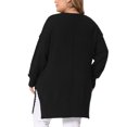 thumbnail image 4 of DARING DIVA Women's Plus Crew Neck Long Sleeve Slit Hem Pullover Sweater 3X Black, 4 of 6