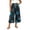 Blue, variant on ZToonmas Women's Print Drawstring Waist Culottes Loose Wide Leg Cropped Pants with Pockets for Summer Casual Wear