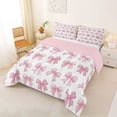thumbnail image 2 of Manfei Pink Gingham Bow Print Full Size Comforter Sets for Girls, Cute Ribbon Bows Bedding Sets, Pink Reversible, 3 Pieces, 2 of 6