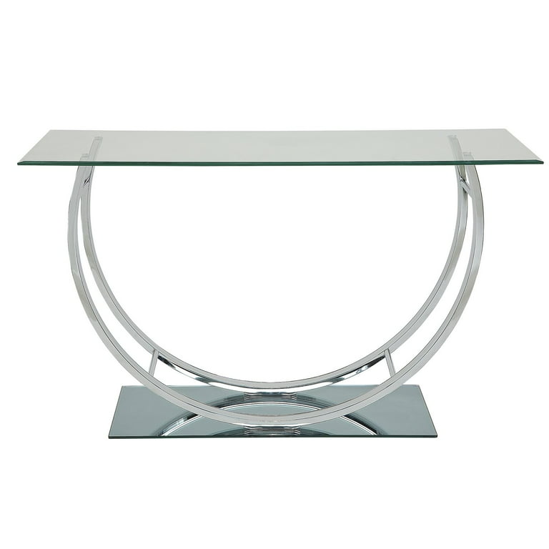 Cinderford 48 Console Table Chrome U shaped base with beveled glass table top Warranty Length 1 Year