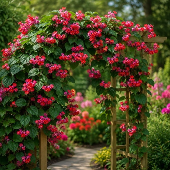 Set of 2 Bleeding Heart Red Clerodendrum Thompsonii Live Plants 4–6 Inches Tall, Tropical Flowering Vine for Garden and Patio