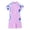 #0103-Purple, variant on Cowsor 4-13 Years Girls Printed One Piece Swimsuit Short Sleeve Zipper Closure Boyshort Bottom Modest Swimwear for Summer Beach and Pool