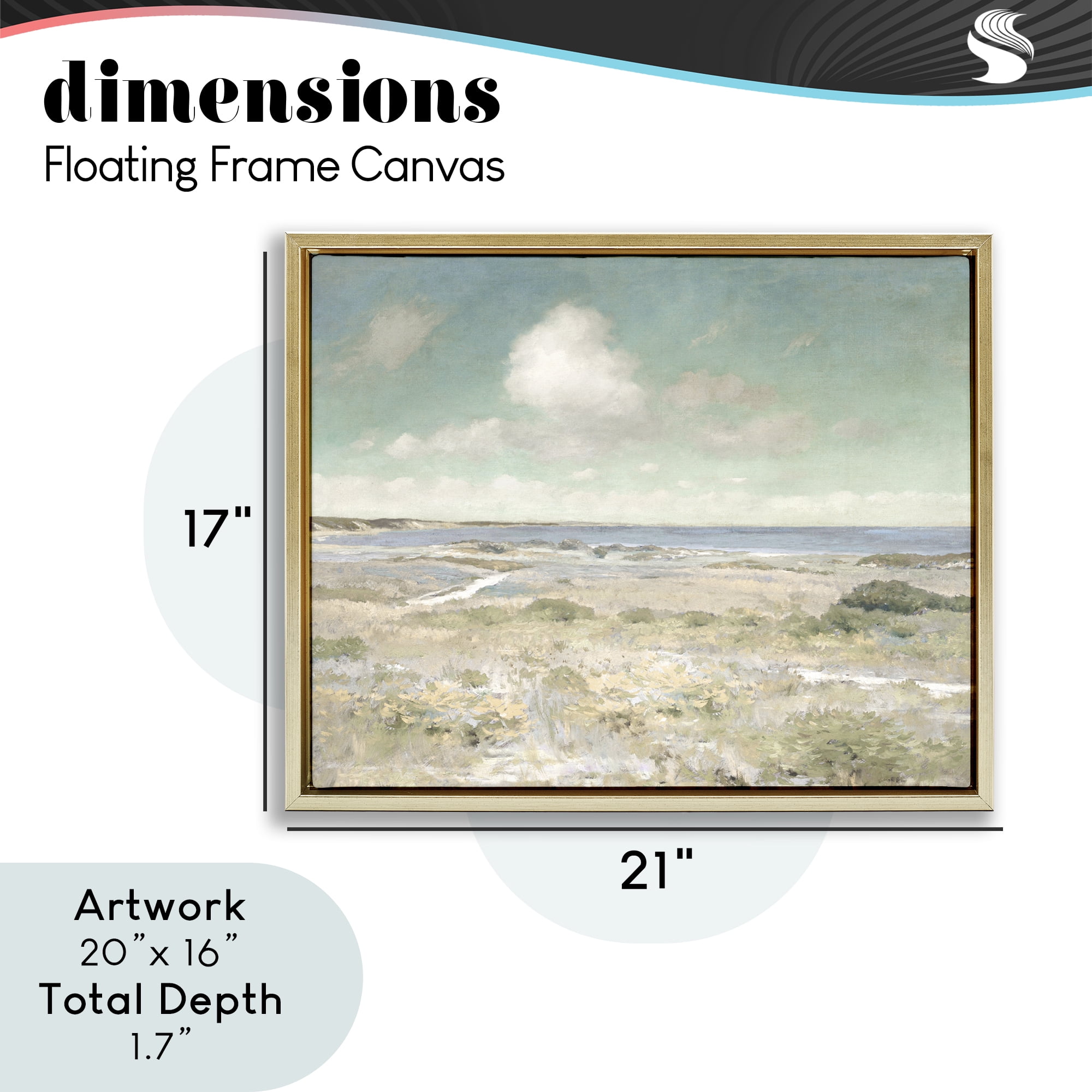 Stupell Industries Water View with Clouds Gold Framed Floater Canvas Wall Art, design by Christy McKee