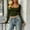 Army Green, variant on ByworldtasicNo Boundaries Womens Long Sleeve Crop Top Square Neck Workout Athletic Casual Cropped Fitted Basic Shirts