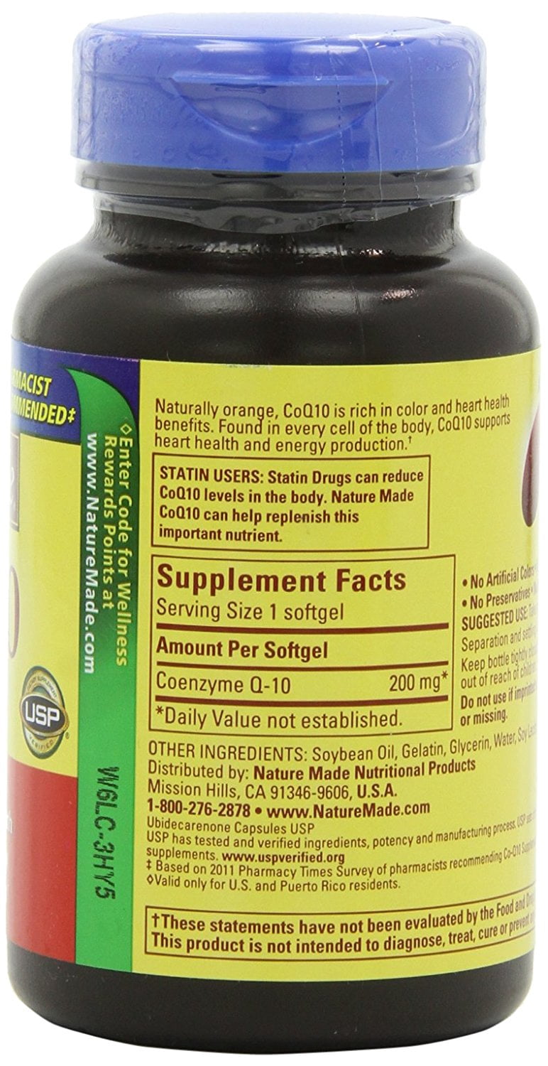 "Coq10 200 Mg, Naturally Orange,Value Size, 80-Count, Antioxidant that helps maintain heart health By Nature Made From USA"