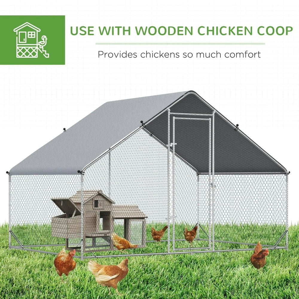 Resenkos Rabbit Hutch, Duck Cage Hutch,Chicken Coop,Large Chicken Coop Metal Chicken Run with Waterproof and Anti-UV Cover