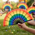 thumbnail image 4 of Vjnyvs Rainbow Folding Fans Colorful Hand Fans Party Decoration LGBT Summer Rave Fan Easy Open Portable Cooling Hand Fan for Halloween Parade, 4 of 7