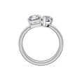 thumbnail image 4 of 1.00 Carat Latest Design Asscher & Pear Cut Real Diamond Two Stone Wedding Ring for Ladies Solid 950 Platinum Size 7, 4 of 8