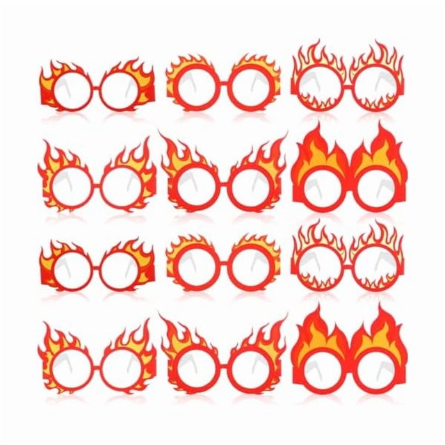 wonima44 Soulchen 36 Pcs Fire Party Decorations Paper Glasses Flame Photo Booth Props Fire Eyeglasses for Halloween Costume Cosplay Photo Booth Props Firefighter Firetruck Birthday Party