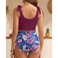thumbnail image 4 of Traje de baño Yonique, 2 unidades, 2025, con forma de hoja morada, cintura alta, control de barriga, 4 of 6