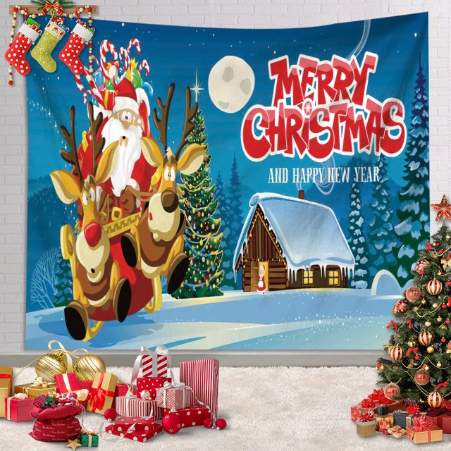 Fondo de tela para festival de Navidad, diseño de escena de fotografía de fiesta, pancarta de Papá Noel, tapiz de tela para decoración de habitación a juego